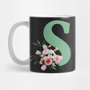 Letter S green with colorful flowers Mug